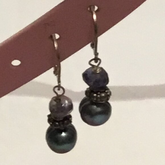 Vintage & gorgeous sterling silver Tahitian pearl clip on earrings - Picture 5 of 15